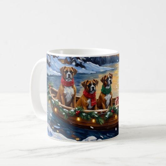 Boxer Kerstboot Vakantie Koffiemok (Voorkant links)