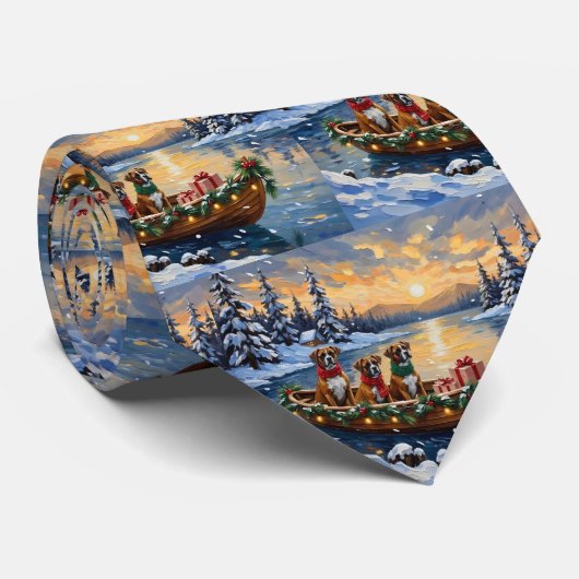 Boxer Kerstboot Vakantie Stropdas (Opgerold)