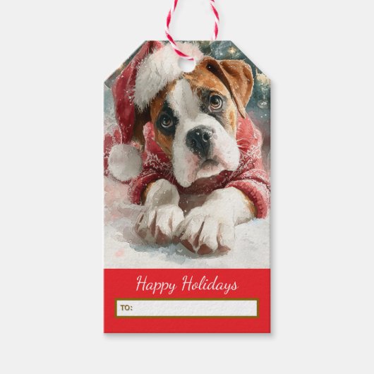 Boxer Kerstcadeautag Cadeaulabel (Voorkant)