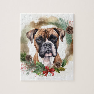 Boxer Kerstkrans Feestelijke Pup Legpuzzel