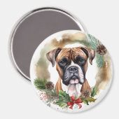 Boxer Kerstkrans Feestelijke Pup Magneet (Voorkant / Achterkant)