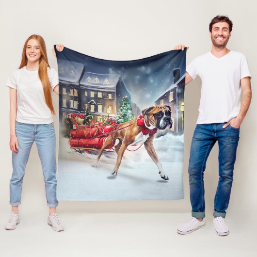 Boxer Kerstmis Feestelijk Seizoen Fleece Deken (In situ)