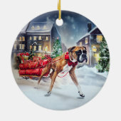 Boxer Kerstmis Feestelijk Seizoen Keramisch Ornament (Achterkant)