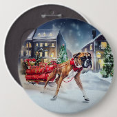 Boxer Kerstmis Feestelijk Seizoen Ronde Button 6,0 Cm (Voorkant /achterkant)