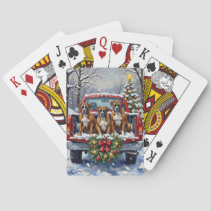 Boxer Kerstmis Rode Truck Holiday Pokerkaarten