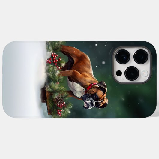Boxer Kerstmis sneeuw winter Case-Mate iPhone Case (Achterkant (horizontaal))