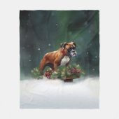 Boxer Kerstmis sneeuw winter Fleece Deken (Voorkant)