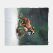 Boxer Kerstmis sneeuw winter Fleece Deken (Voorkant (Horizontaal))
