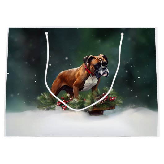 Boxer Kerstmis sneeuw winter Groot Cadeauzakje (Voorkant)