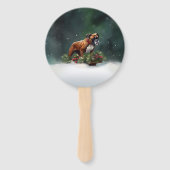 Boxer Kerstmis sneeuw winter Handwaaier (Voorkant)