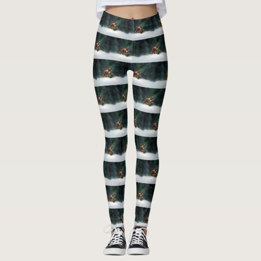 Boxer Kerstmis sneeuw winter Leggings (Voorkant)