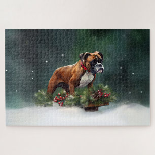Boxer Kerstmis sneeuw winter Legpuzzel