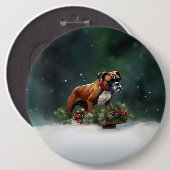 Boxer Kerstmis sneeuw winter Ronde Button 6,0 Cm (Voorkant /achterkant)