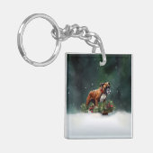 Boxer Kerstmis sneeuw winter Sleutelhanger (Voorkant Links)