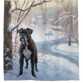 Boxer laat het sneeuwen Kerstmis Douchegordijn (Voorkant)