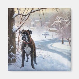 Boxer laat het sneeuwen Kerstmis Magneet