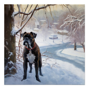 Boxer laat het sneeuwen Kerstmis Perfect Poster