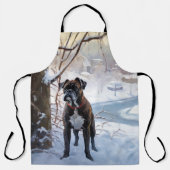 Boxer laat het sneeuwen Kerstmis Schort (Voorkant)