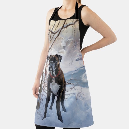 Boxer laat het sneeuwen Kerstmis Schort (Insitu)