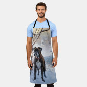 Boxer laat het sneeuwen Kerstmis Schort (Gedragen)