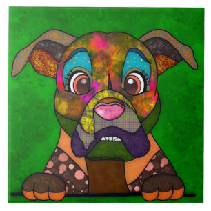 Boxer laide chien visage céramique carreaux