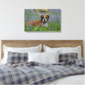 Boxer Laying in Bluebells Canvas Afdruk (Insitu (Slaapkamer))