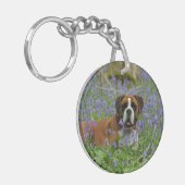 Boxer Laying in Bluebells Sleutelhanger (Voorkant Links)