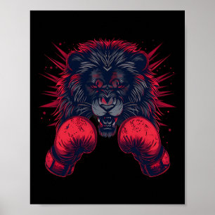 Boxer Lion Portrait Motief Wildlife Kickboksen Lie Poster