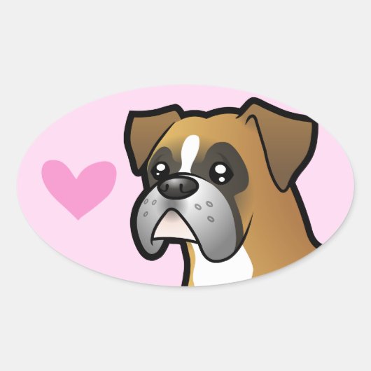 Boxer Love Ovale Sticker (Voorkant)