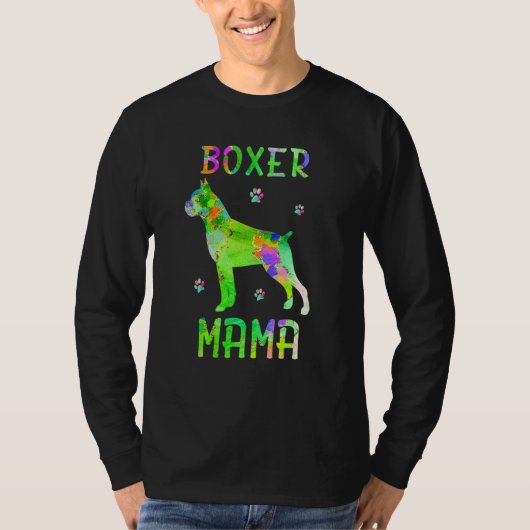 Boxer Mama Colorful Dog Mam T-shirt (Voorkant)