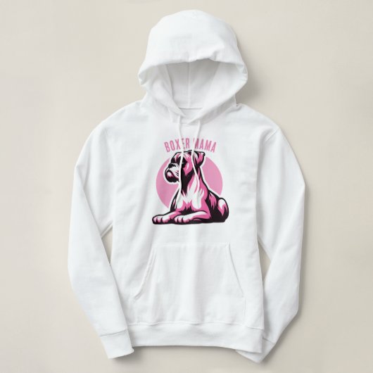 Boxer Mama: Schattige Roze Boxer Dog Silhouet Hoodie (Design voorkant)
