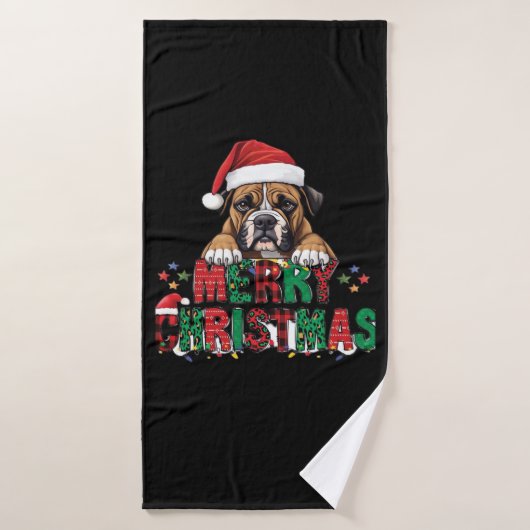 Boxer - Merry Christmas Dog Oversized T-Shirt (Serviette de bain)