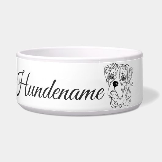 Boxer Minimalist Line Art personalized bowl Voerbakje (Voorkant)