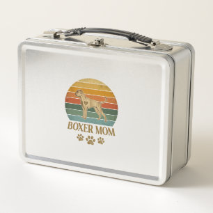 Boxer Moeder Hond Retro Zonsondergang Pootafdrukke