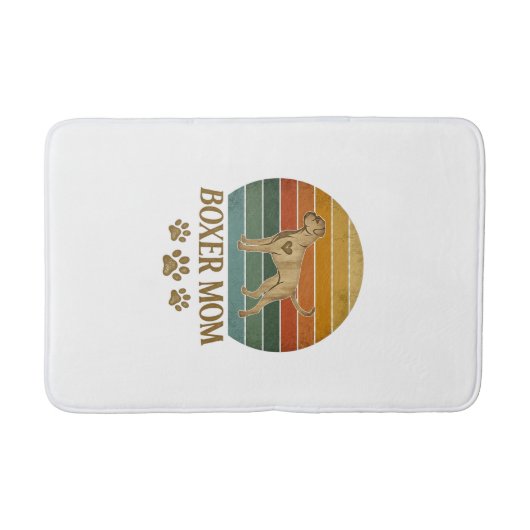 Boxer Moeder Hond Retro Zonsondergang Pootafdrukke Badmat (Voorkant)