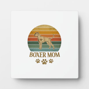 Boxer Moeder Hond Retro Zonsondergang Pootafdrukke Fotoplaat