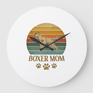 Boxer Moeder Hond Retro Zonsondergang Pootafdrukke Grote Klok