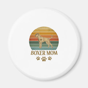 Boxer Moeder Hond Retro Zonsondergang Pootafdrukke Magneet