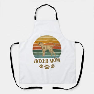 Boxer Moeder Hond Retro Zonsondergang Pootafdrukke Schort