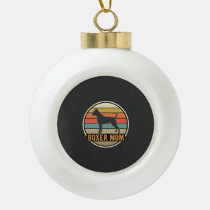 Boxer Moeder Retro Zonsondergang Hond Keramische Bal Ornament