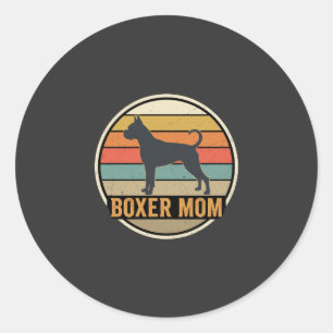 Boxer Moeder Retro Zonsondergang Hond Ronde Sticker