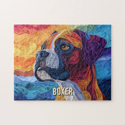 Boxer Paper Quilling Art Dog Portret Legpuzzel (Horizontaal)