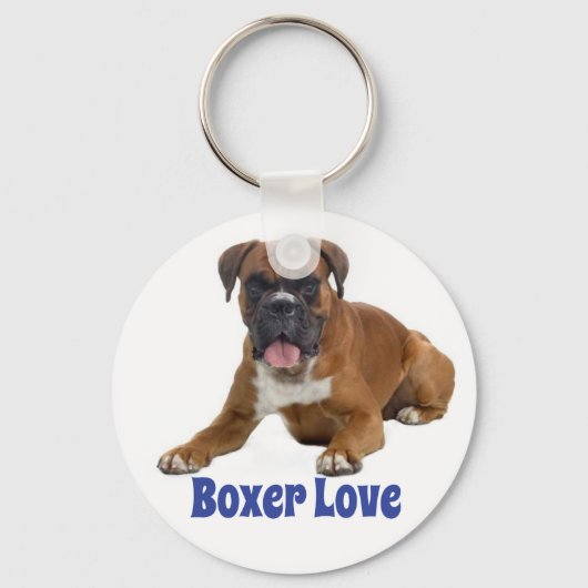 Boxer Puppy Dog Blue Love Sleutelhanger (Voorkant)