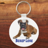 Boxer Puppy Dog Blue Love Sleutelhanger (Voorkant)