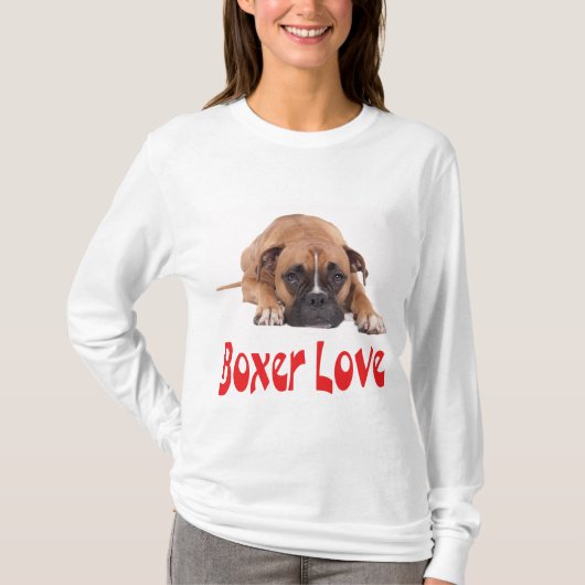 Boxer Puppy Dog "Boxer Love" Womens Tee Shirt (Voorkant)