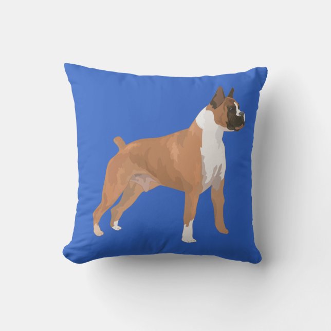 Boxer Puppy Dog Graphic Blue Designer Pillow Kussen (Voorkant)