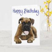 Boxer Puppy Dog Happy Birthday Card - Verse Kaart (Gele Bloem)