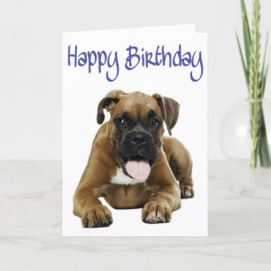 Boxer Puppy Dog Happy Birthday Card - Verse Kaart