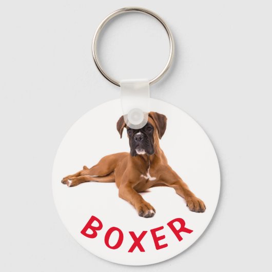 Boxer Puppy Dog Red Love Sleutelhanger (Voorkant)