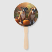 Boxer Puppy Herfst Delight Pompoen Handwaaier (Voorkant)